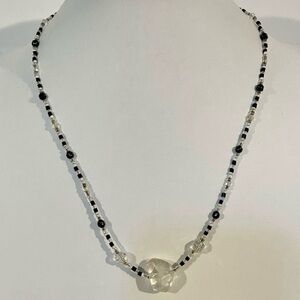 Vintage Sterling Silver crystal beaded Necklace 19"